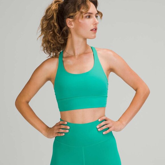 Lululemon Energy Bra Long Line *Medium Support, B–D Cup,  Maldives Green, Sz 8 - Picture 1 of 6